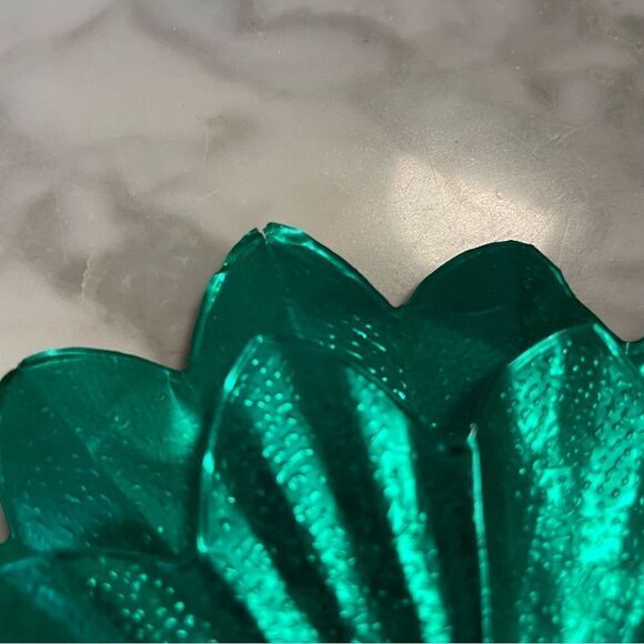 Pair of Vintage Tin Foil Metallic Green Candlestick Holders - Picture 4 of 4